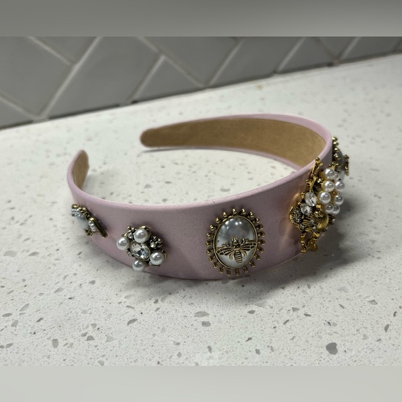 Aratta Blush Pink Embellished Bee Headband Pearl Crystal main image 5